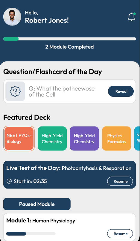 RankUp smart daily plan preview showing tasks and progress